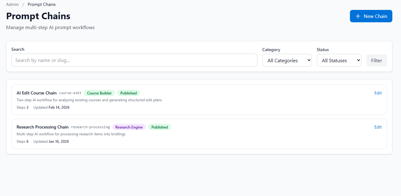 Prompt chains shaped for implementation
